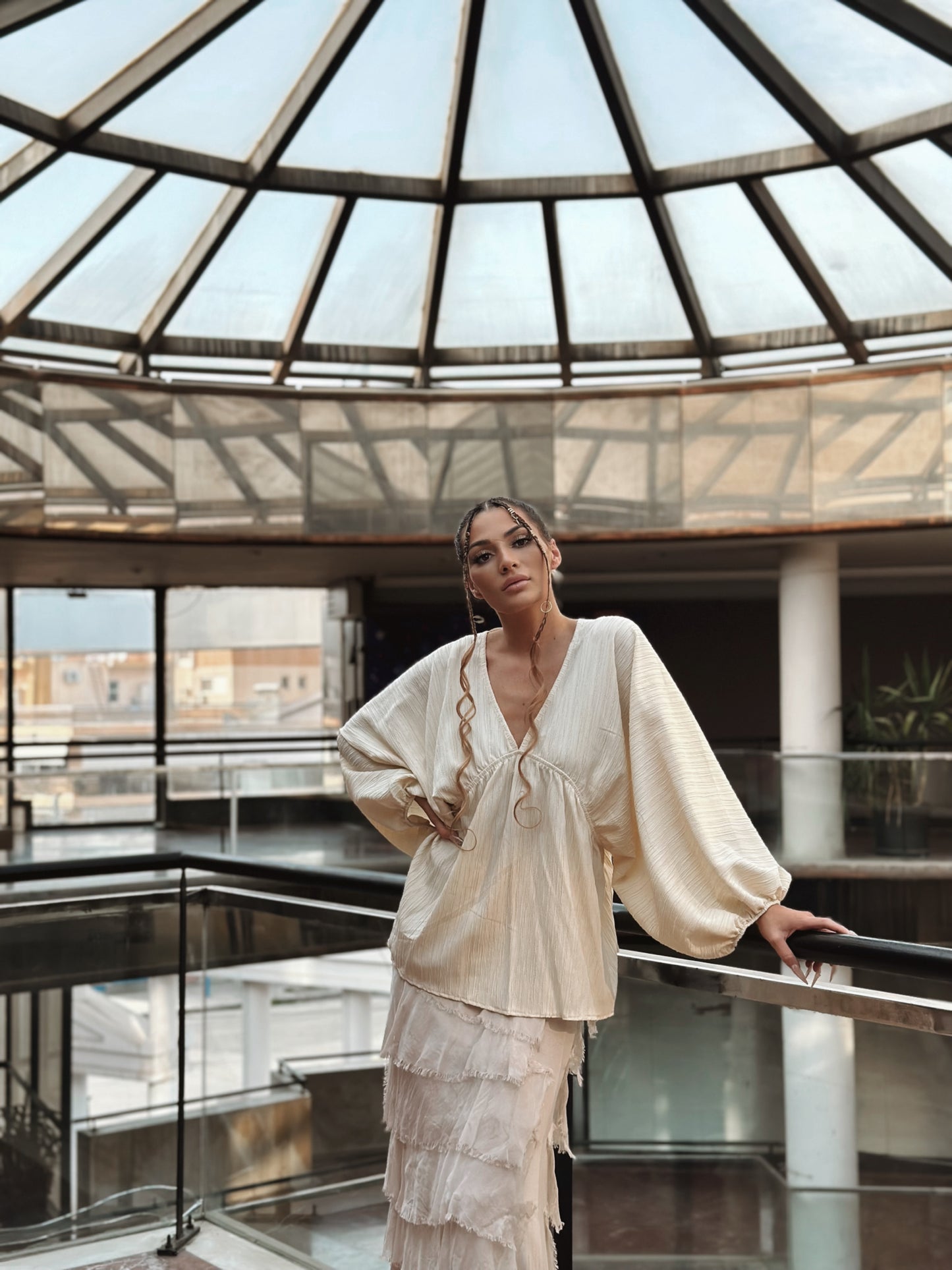 NWL Beige Boho Silk Skirt