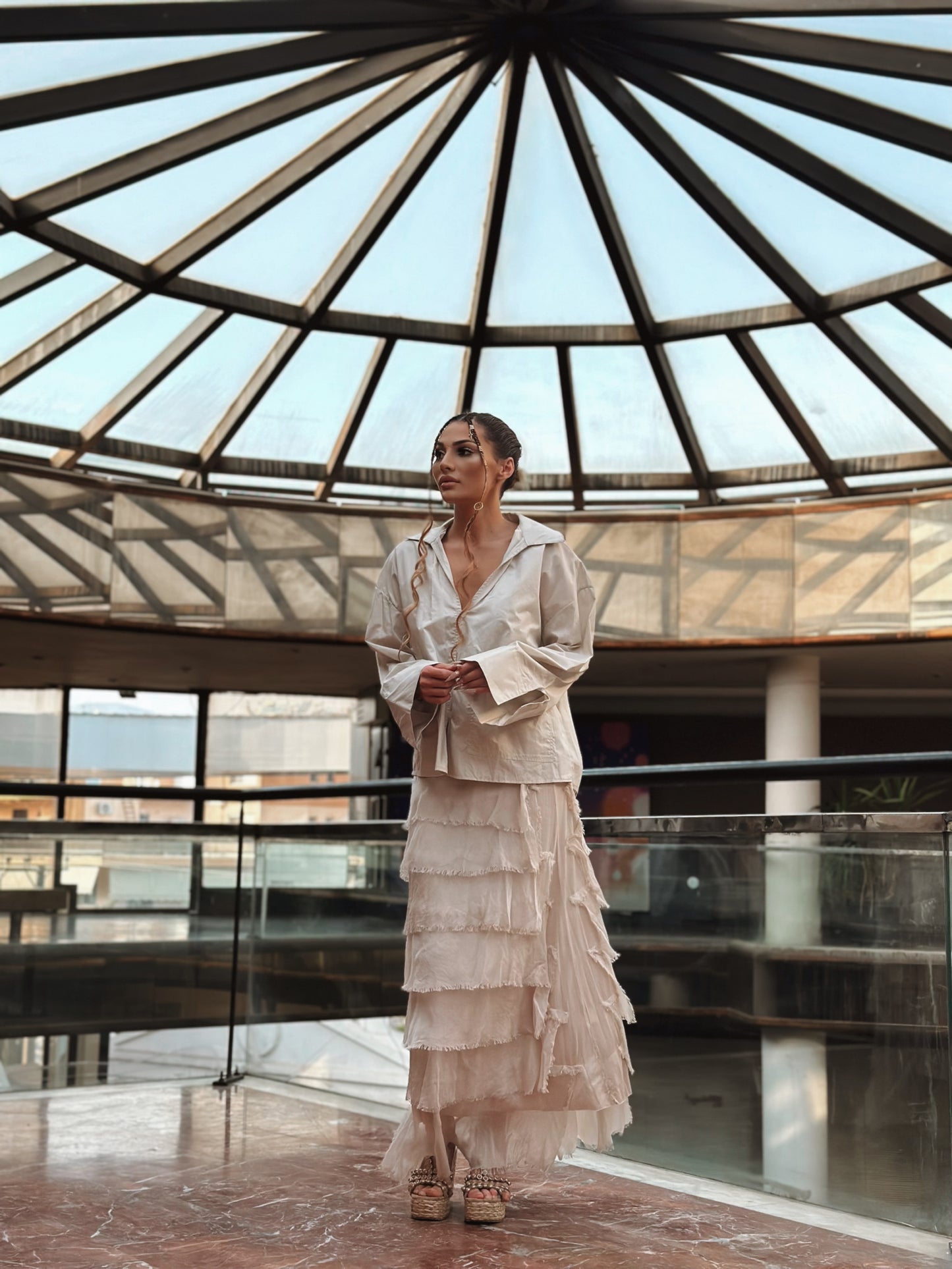 NWL Beige Boho Silk Skirt