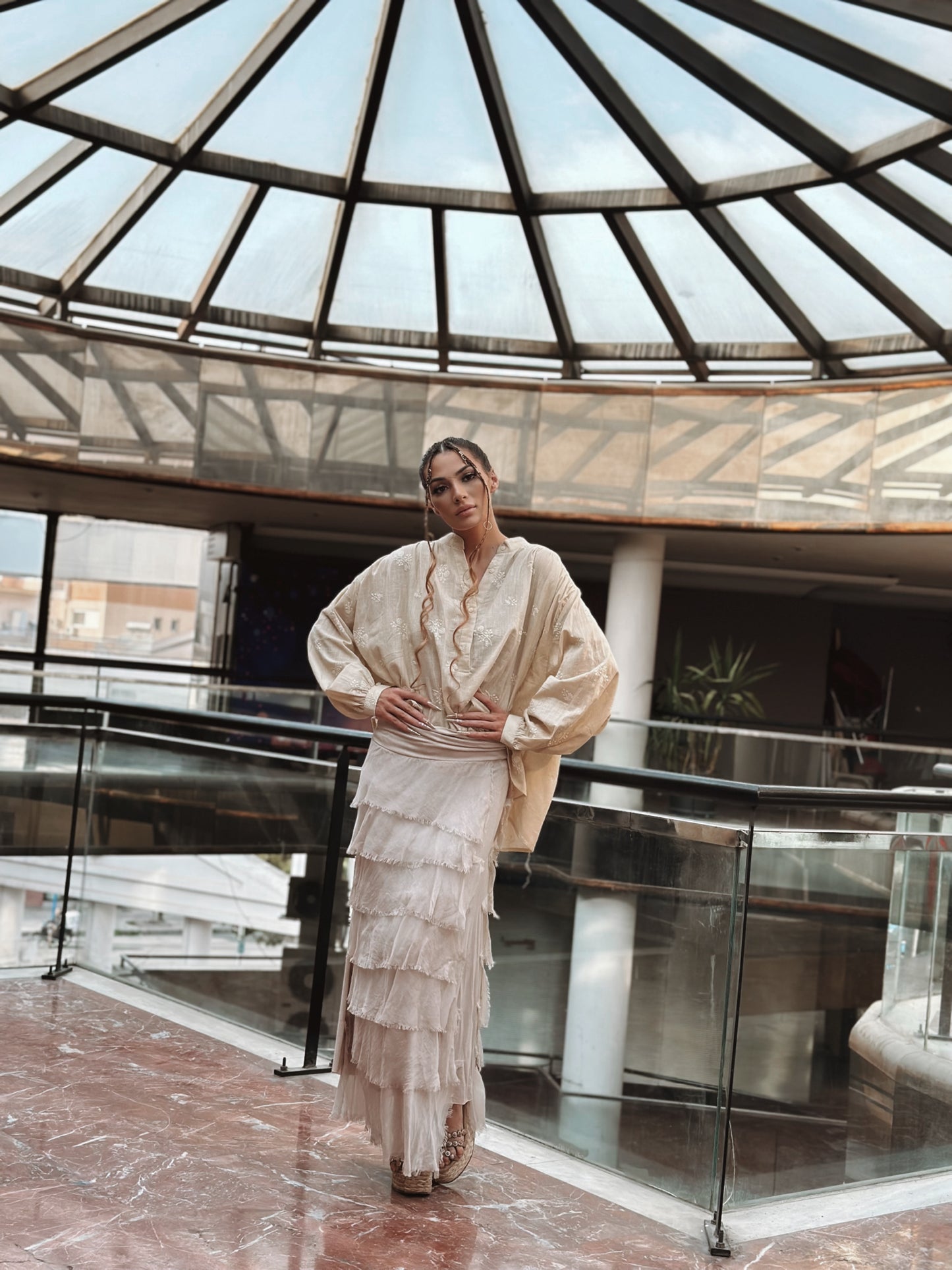 NWL Beige Boho Silk Skirt